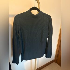 Vince Ribbed Knit Sweater in Teal Blue